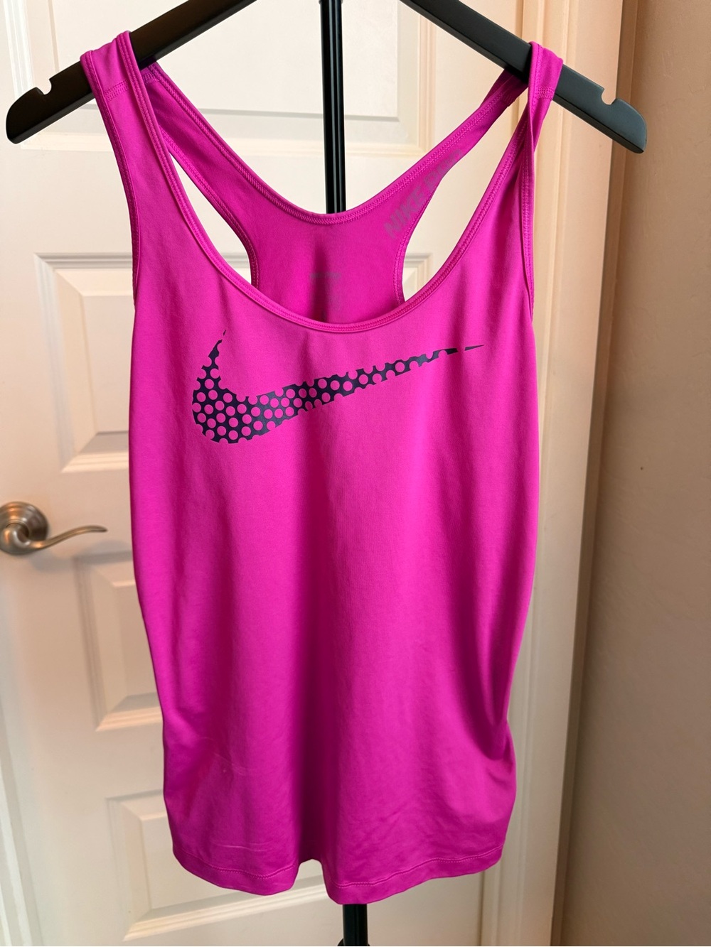 Nike Women’s Hot Pink Racerback Tank with Black Swoosh